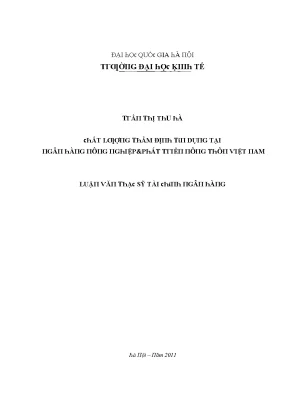 Luận văn chất lượng thẩm định tín dụng tại ngân hàng nông nghiệp và phát triển nông thôn việt nam
