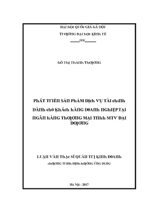 Luận văn phát triển sản phẩm dịch vụ tài chính dành cho khách hàng doanh nghiệp tại ngân hàng thương mại tnhh mtv đại dương
