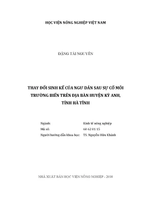 Luận văn thay đổi sinh kế của ngư dân sau sự cố môi trường biển trên địa bàn huyện kỳ anh tỉnh hà tĩnh