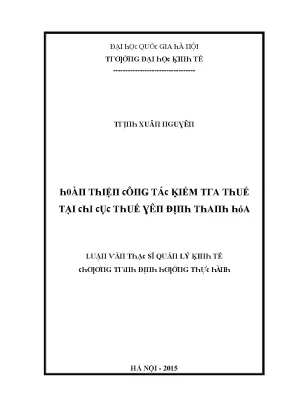 Luận văn hoàn thiện công tác kiểm tra thuế tại chi cục thuế yên định thanh hóa