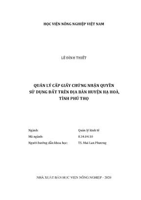 Quản lý cấp giấy chứng nhận quyền sử dụng đất trên địa bàn huyện hạ hòa tỉnh phú thọ