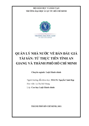 Quản lý nhà nước về bán đấu giá tài sản từ thực tiễn tỉnh an giang và thành phố hồ chí minh