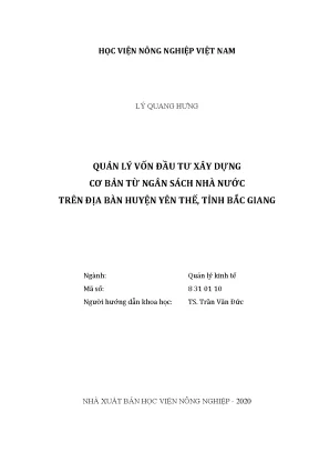 Quản lý vốn đầu tư xây dựng cơ bản từ ngân sách nhà nước trên địa bàn huyện yên thế tỉnh bắc giang