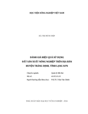 Luận văn đánh giá hiệu quả sử dụng đất sản xuất nông nghiệp trên địa bàn huyện tràng định tỉnh lạng sơn