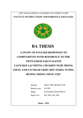 A study on english responses to compliments with reference to the vietnamese equivalents