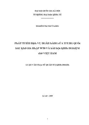 Luận văn phát triển dịch vụ ngân hàng của trung quốc sau khi ra nhập wto và bài học kinh nghiệm cho việt nam