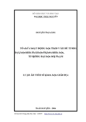 Luận văn tổ chức hoạt động học theo vấn đề trong dạy học sinh thái học ở khoa sinh học trường sư phạm