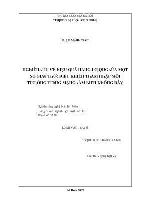 Luận văn nghiên cứu về hiệu quả năng lượng của một số giao thức điều khiển thâm nhập môi trường trong mạng cảm biến không dây