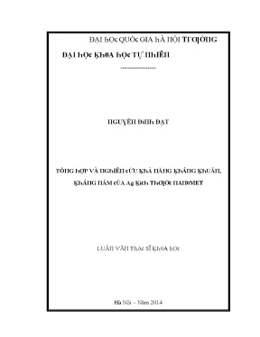 Luận văn thạc sĩ tổng hợp và nghiên cứu khả năng kháng khuẩn kháng nấm của ag kích thước nanomet vnu lvts08w