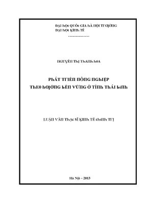 Luận văn phát triển nông nghiệp theo hướng bền vững ở tỉnh thái bình