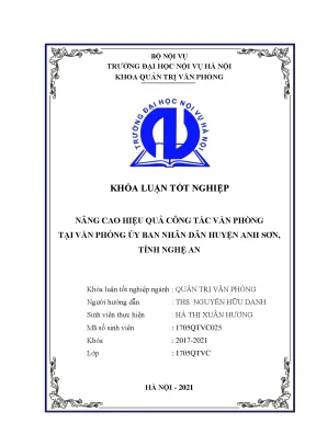 Luận văn nâng cao hiệu quả công tác văn phòng tại văn phòng ủy ban nhân dân huyện anh sơn tỉnh nghệ an