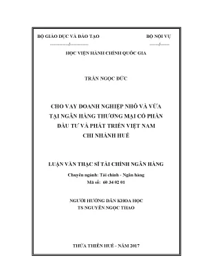 Luận văn cho vay doanh nghiệp nhỏ và vừa tại ngân hàng thương mại cổ phần đầu tư và phát triển việt nam chi nhánh huế