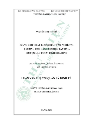 Nâng cao chất lượng đào tạo nghề tại trường cao đẳng cơ điện tây bắc huyện lạc thủy tỉnh hòa bình
