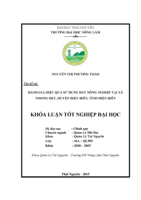 Luận văn đánh giá hiệu quả sử dụng đất nông nghiệp xã noong hẹt huyện điện biên tỉnh điện biên