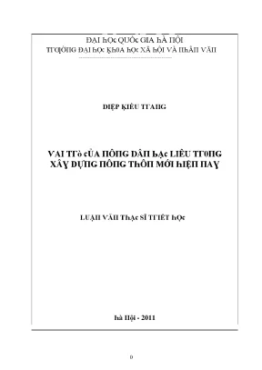 Luận văn thạc sĩ vai trò của nông dân bạc liêu trong xây dựng nông thôn mới hiên nay