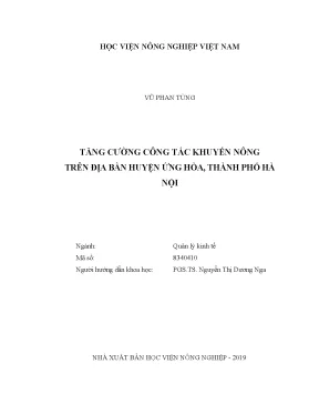 Luận văn tăng cường công tác khuyến nông trên địa bàn huyện ứng hòa thành phố hà nội