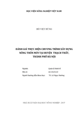 Luận văn đánh giá thực hiện chương trình xây dựng nông thôn mới tại huyện thạch thất thành phố hà nội