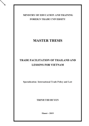 Luận văn trade facilitation of thailand and lessons for vietnam