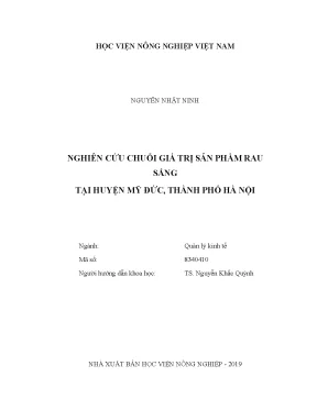 Luận văn nghiên cứu chuỗi giá trị sản phẩm rau sắng tại huyện mỹ đức thành phố hà nội