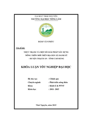 Luận văn thực trạng và giải pháp nhằm xây dựng nông thôn mới tại xã danh sỹ huyện thạch an tỉnh cao bằng