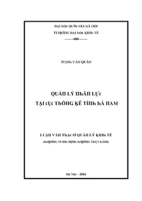 Luận văn quản lý nhân lực tại cục thống kê tỉnh hà nam