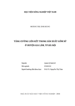 Luận văn tăng cường liên kết trong sản xuất gốm sứ ở huyện gia lâm tp hà nội
