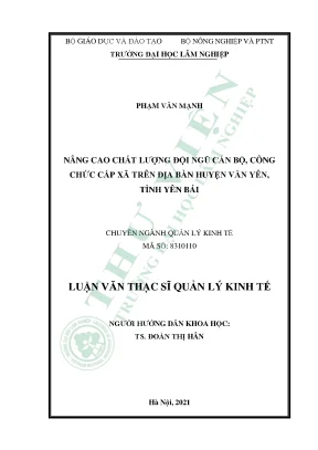 Nâng cao chất lượng đội ngũ cán bộ công chức cấp xã trên địa bàn huyện văn yên tỉnh yên bái