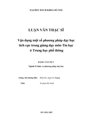 Vận dụng một số phương pháp dạy học tích cực trong giảng dạy môn tin học ở trung học phổ thông
