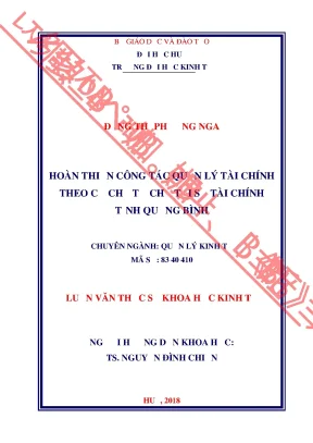 Luận văn hoàn thiện công tác quản lý tài chính theo cơ chế tự chủ tại sở tài chính tỉnh quảng bình