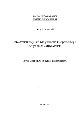Luận văn phát triển quan hệ kinh tế thương mại việt nam singapore ths kinh tế