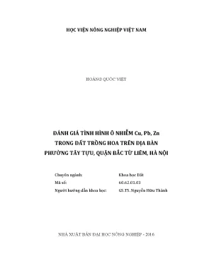 Luận văn đánh giá tình hình ô nhiễm cu pb zn trong đất trồng hoa trên địa bàn phường tây tựu quận bắc từ liêm hà nội