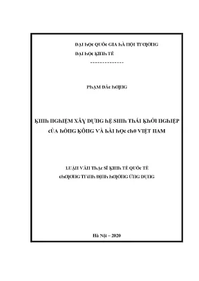 Luận văn kinh nghiệm xây dựng hệ sinh thái khởi nghiệp của hồng kông và bài học rút ra cho việt nam
