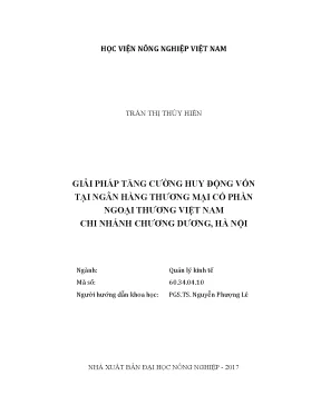 Luận văn giải pháp tăng cường huy động vốn tại ngân hàng thương mại cổ phần ngoại thương việt nam chi nhánh chương dương hà nội