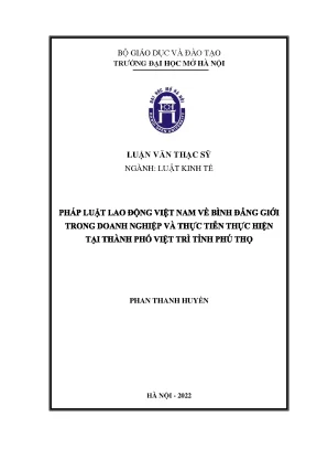 Pháp luật lao động việt nam về bình đẳng giới trong doanh nghiệp và thực tiễn thực hiện tại thành phố việt trì tỉnh phú thọ