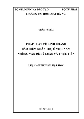 Pháp luật về kinh doanh bảo hiểm nhân thọ ở việt nam những vấn đề lý luận và thực tiễn