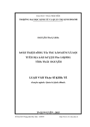 Luận văn hoàn thiện công tác thu bảo hiểm xã hội trên địa bàn huyện phú lương tỉnh thái nguyên