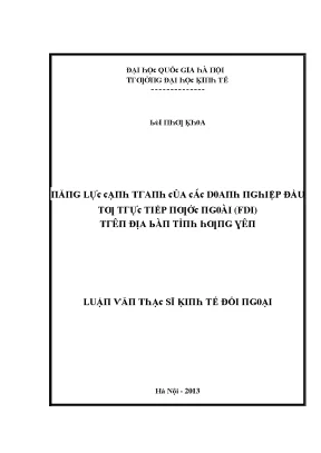 Luận văn năng lực cạnh tranh của các doanh nghiệp đầu tư trực tiếp nước ngoài fdi trên địa bàn tỉnh hưng yên