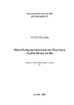 Luận văn nâng cao năng lực cạnh tranh của tổng công ty cổ phần dệt may hà nội