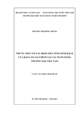 Luận văn những nhân tố tác động đến tính minh bạch của báo cáo tài chính tại các ngân hàng thương mại việt nam