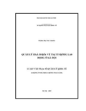 Luận văn quản lý nhà nước về thị trường lao động ở hà nội