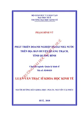 Luận văn phát triển doanh nghiệp ngoài nhà nước trên địa bàn huyện quảng trạch tỉnh quảng bình