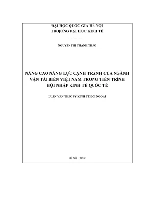 Luận văn nâng cao năng lực cạnh tranh của ngành vận tải biển việt nam trong tiến trình hội nhập kinh tế quốc tế