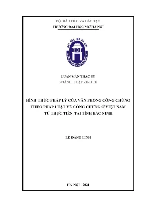 Hình thức pháp lý của văn phòng công chứng theo pháp luật về công chứng ở việt nam từ thực tiễn tại tỉnh bắc ninh