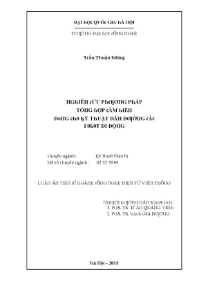 Luận văn nghiên cứu phương pháp tổng hợp cảm biến dùng cho kỹ thuật dẫn đường các robot di động
