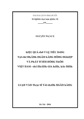 Luận văn hiệu quả cho vay tiêu dùng tại chi nhánh ngân hàng nông nghiệp và phát triển nông thôn việt nam chi nhánh gia bình bắc ninh