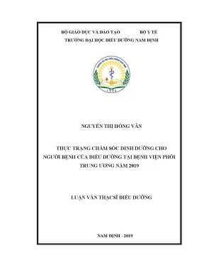 Luận văn thực trạng chăm sóc dinh dưỡng cho người bệnh của điều dưỡng tại bệnh viện phổi trung ương năm 2019