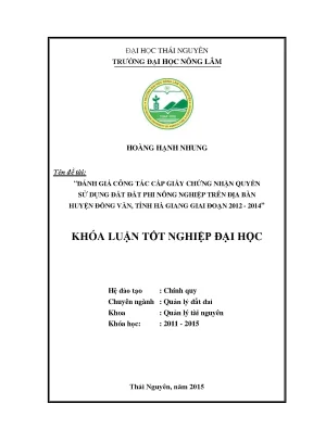 Luận văn đánh giá công tác cấp giấy chứng nhận quyền sử dụng đất đất phi nông nghiệp trên địa bàn huyện đồng văn tỉnh hà giang giai đoạn 2012 2014