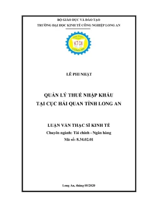 Luận văn quản lý thuế nhập khẩu tại cục hải quan tỉnh long an