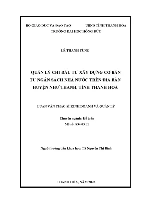 Quản lý chi đầu tư xây dựng cơ bản từ ngân sách nhà nước trên địa bàn huyện như thanh tỉnh thanh hoá