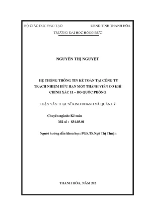 Hệ thống thông tin kế toán tại công ty trách nhiệm hữu hạn một thành viên cơ khí chính xác 11 bộ quốc phòng